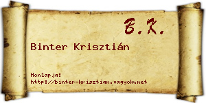 Binter Krisztián névjegykártya
